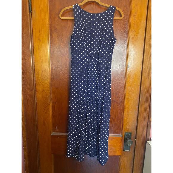 VINTAGE Navy Corset 90s Y2K Polka Dot Dress - Picture 5 of 6